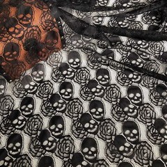 60 * 36 inches Lace Fabric, 1 Yard Black Skull Pettern Lace Fabric, 1 yd Non-…