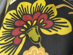 RAZZLE 2011 Covington Decorator Fabric Floral w/ Black Background 1.75 Yd 56″ W