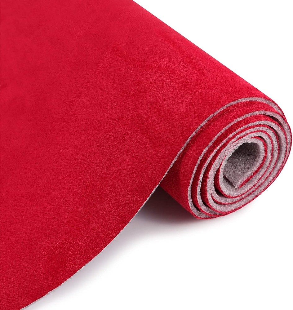 Red Suede Headliner Fabric with Foam Backing Material 36″ x 60″ Automotive Roof