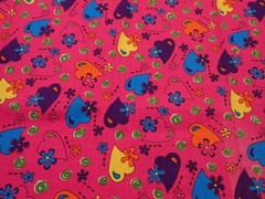 Vintage General Fabrics Company Cotton Fabric Hearts & Flowers Remnants