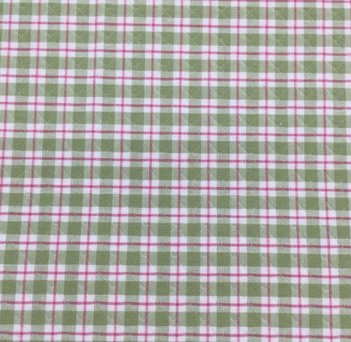 2.75 Yards Pink, Green and White Quilted Checked Plaid Home Decor Fabric