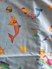 2002 Clearwater Fabrics-Blue-Mermaids -Beach-Relaxing-Vacation-3.75 yards x 44″