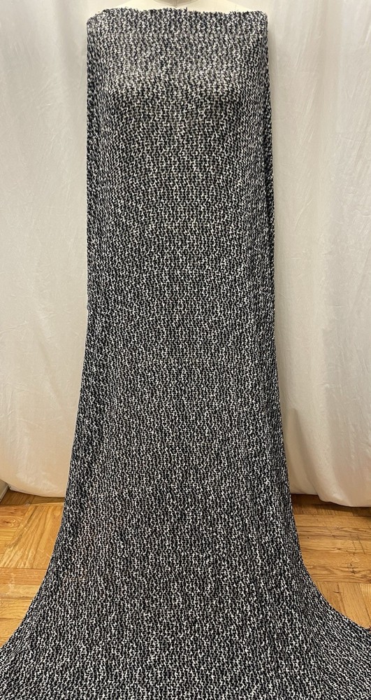 Poly Rayon Blend Black Cream Marl Fine-Gauge Summer Sweater Knit Fabric 3Yds 52″