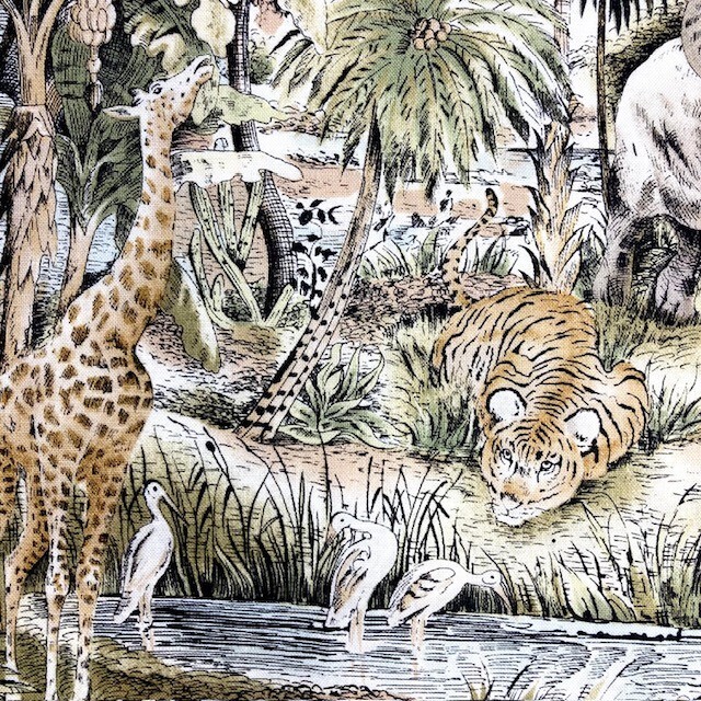 Giraffe Elephant Zebra Tiger Wild Animal themed 100% Cotton Fabric quilt or sew