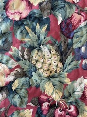 P KAUFMANN UPHOLSTERY Fabric Tropical RED FRUIT CLASSIC Pineapple Cherry 9yds