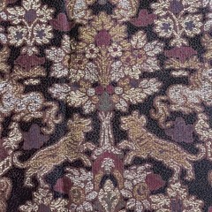 Vtg Unicorn Brocade Tapestry Fabric Animals Floral Maroons Gold 4.25 Yards 54” W
