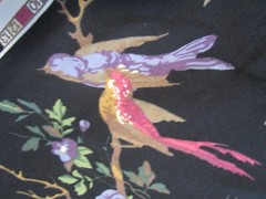 Vintage Thibaut Floral Birds floral Drapery Fabric 100% cotton 1999 NOS 56″ W