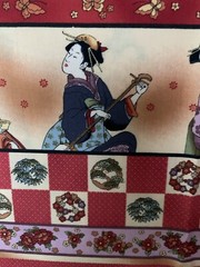 Kona Bay “Geis-11” Asian Print Geishas In A Row Quilting Fabric 3 Yd Piece 44” W