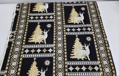 Christmas Tree Fabric 2 Yards Reindeer Snowflake Black White Beige Hancock