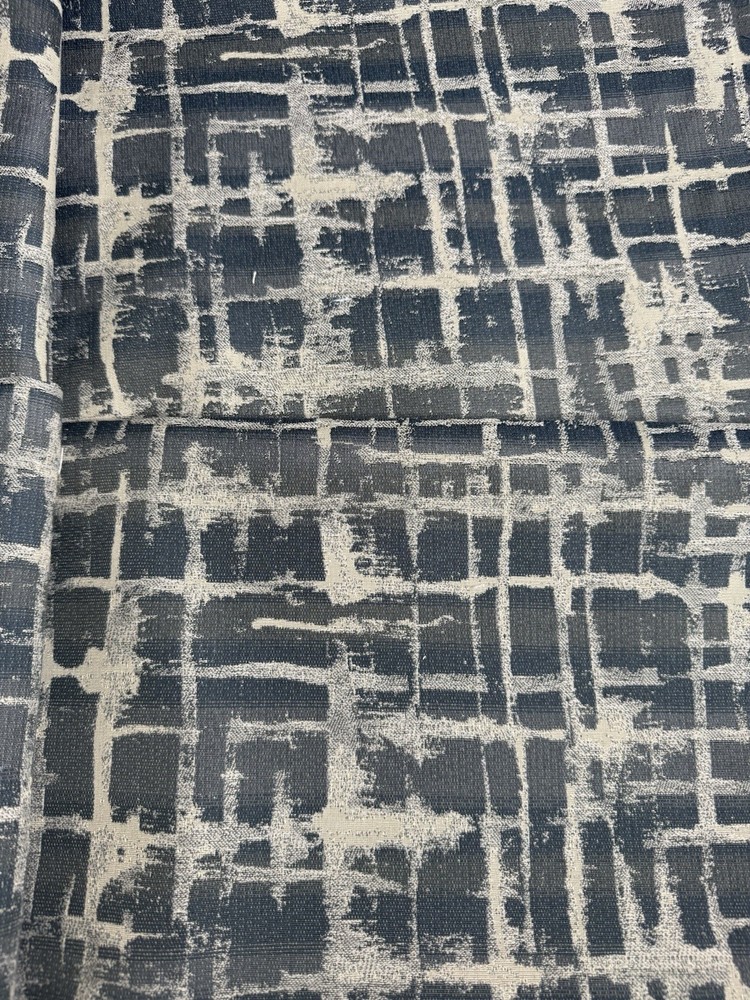 Fabric Calligraphy Plaid/Abstract Grid Design Grey 1.56 Yards x 2.75 Yards