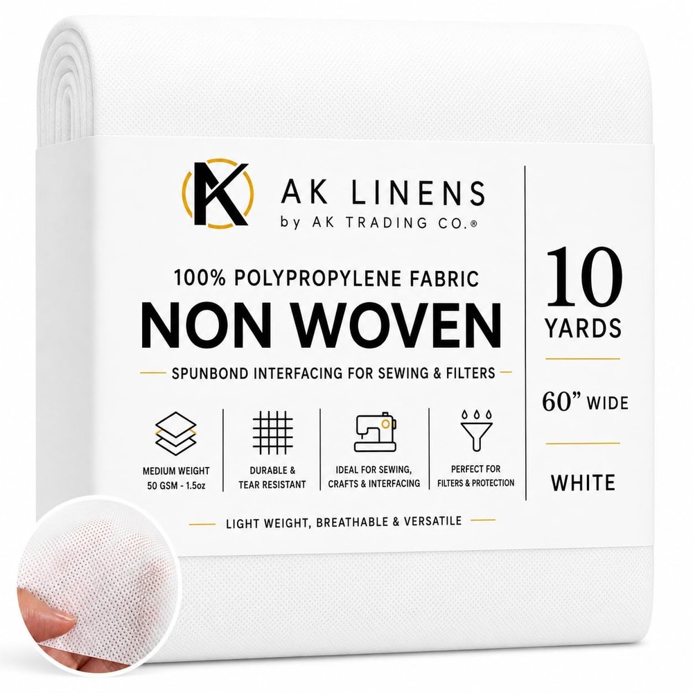AK TRADING CO. Nonwoven 100% Polypropylene Fabric 42 GSM 60″ Wide White 10 Yards