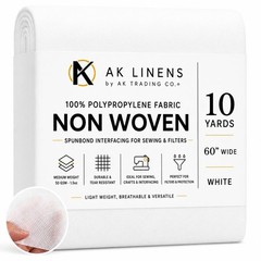 AK TRADING CO. Nonwoven 100% Polypropylene Fabric 42 GSM 60″ Wide White 10 Yards