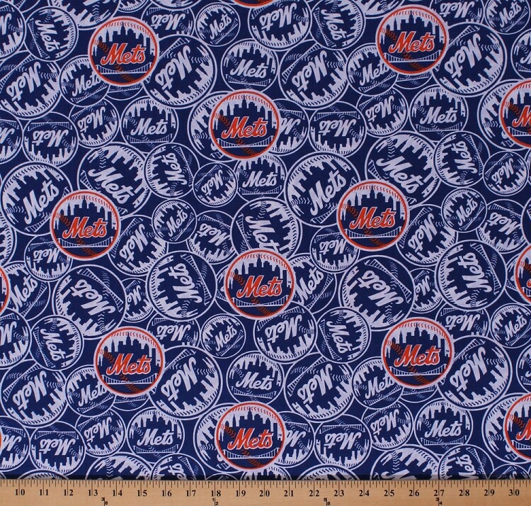 Cotton New York Mets MLB Baseball Sports Team Cotton Fabric Print BTY D159.53