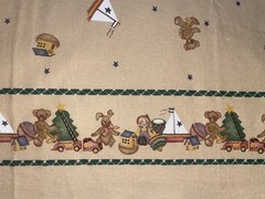 By the Yd Vintage 1995 Daisy Kingdom Christmas Tot Toys Double Border Fabric BTY