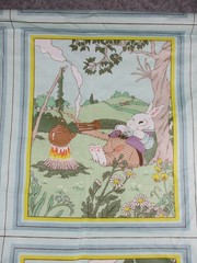 Vintage Cyrus Clark Story Book Cheater Quilt Mr Rabbit 18 Panel Pastels 81×37″