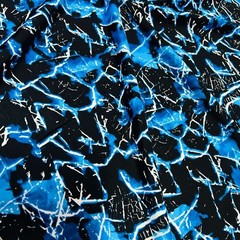 Abstract Neon Blue Thunders print Spandex Fabric 4-way Stretch Swimwear By Yard
