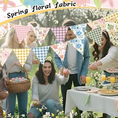 10 Pcs Floral Gingham Quilting Fabric Bundles 20 X 20 Inch Colorful Flower
