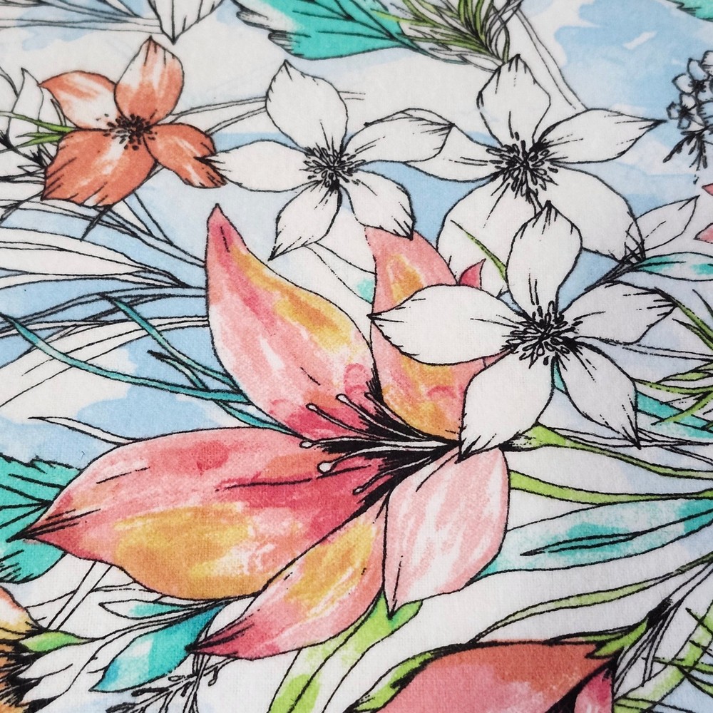 Super Snuggle Flannel Fabric 4 yd Hawaiian Flowers New Uncut
