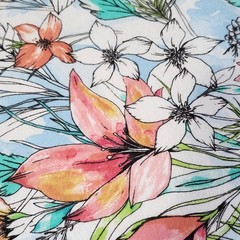 Super Snuggle Flannel Fabric 4 yd Hawaiian Flowers New Uncut