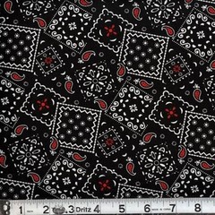 Bandana Paisley Black Red Fabric