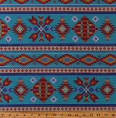 Southwestern Stripes Beadwork-Look Tribal Tucson Cotton Fabric Print BTY D362.23