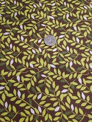2 Yds Green Trailing Leaves Brown Background Fabric