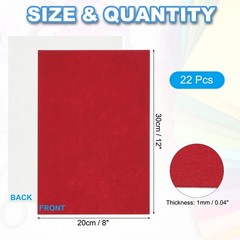 22 pieces self-adhesive felt 1mm thickness A4 30x20cm, for factory, red