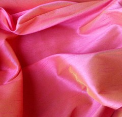 MOROCCAN SUNSET FAUX SILK DUPIONI TWO TONE FABRIC 58″ FUCHSIA YELLOW BY THE YARD