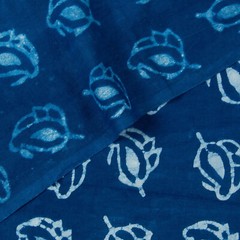 Handcrafted Indigo Cotton Fabric – 2.5 Yards Block Print for Dressmaking & Craft
