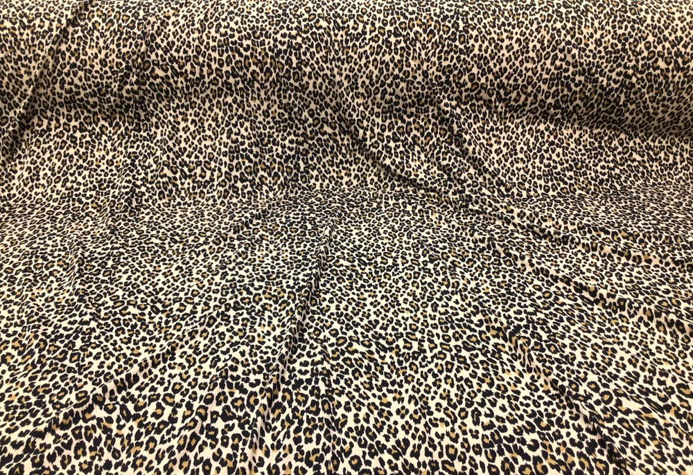 Printed DTY Spandex Stretch Apparel Fabric Tan Black Beige Leopard Print I220