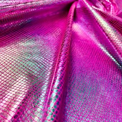 Vibrant Barbie Pink Hologram Broken Glass Stretch Spandex by Yard for Swimwear