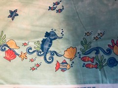 Novelty Under the Sea Border Print Seahorse Scallops Starfish Coral & Fish BTHY