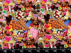 Tina Scrap 9″x14″ Custom Mickey Mouse Food Walffes Snacks Disney Cotton Fabric