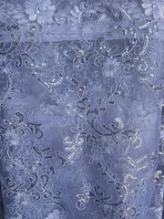 White Lace mesh Embroidery silver sequins tablecloth fabric size 80” x 80”