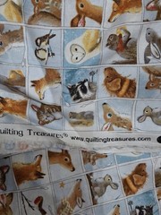 Quilting Treasures Fabric, Blue, Woodland Animals, 38″ X 24, Winter