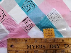 2x 40s 50s Geometric Colorblock Cotton Sewing Fabric 33″ X 1.9. & 1.6yds FLAWS