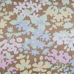 Vintage 70s Polyester Fabric Floral Brown Pastels 82 x 57