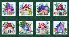 Fairy Houses Fabric 24″ X44″ Panel Down the Fairy Path Cotton by Henry Glass