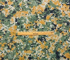 DIGITAL CAMO ORANGE GREEN NY/CO RIPSTOP APPAREL FABRIC BY 1/2(0.5) YARD 66″W