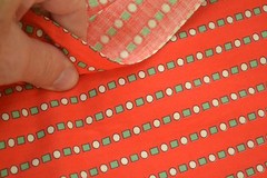 By 1/2 Yd, 35″ Wide, Vintage 1940’s-60’s,White & Green on Red Quilt Cotton,M6669