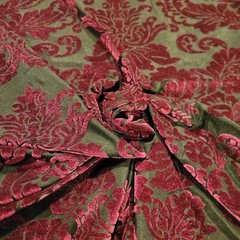Magenta on Black Velveteen Devore Burnout w/ Victorian Flourish Pattern