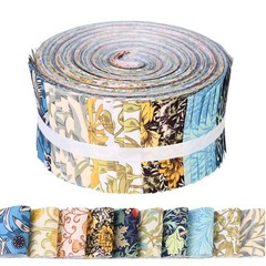 50Pcs William Morris Floral Jelly Fabric Strips Roll for Quilting Crafting Sp…