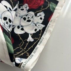 ALEXANDER HENRY 2.5 yards x 42 inches “SKULLS” and Roses 2001 Fabric Quilting