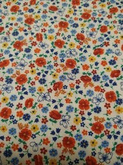 Vintge Cranston Tiny Butterflies Red Blue Yellow Floral Cotton Fabric BTFQ 18×22