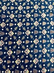 VTG Tiny Umbrellas Florals Bells Vase & Dots on Blue Remnant 9″ X 34″