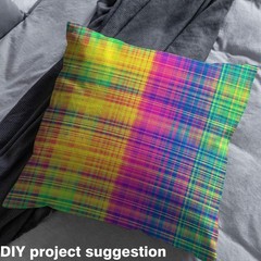 Rainbow Lines Fabric by The Yard Vintage Colorful Stripes Grid No Stretch Sew…