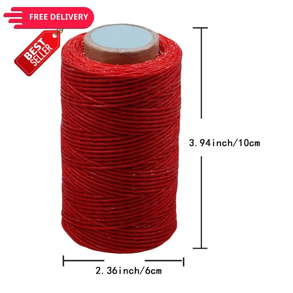 284 Yards Waxed Thread, 210D Heavy Duty Wax Upholstery Thread for Leather Red