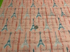 Fabric Eiffel Tower Paris on Pink David TEXTILES Cotton 1/4 yard 4253