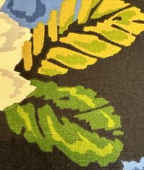 Vtg Cotton Floral Fabric A)W:57”xL2Yd B)W24”x2.1Yd Blue/White Dogwoods Magnolias