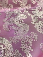 Paisley Woven Brocade NONSTATIC Viscose Satin Feel Fabric Pink Dusty Rose